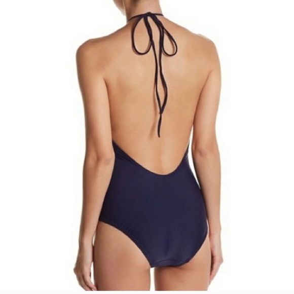 NWT Ted Baker Navy Blue Halter Deep V One Piece - Picture 3 of 9